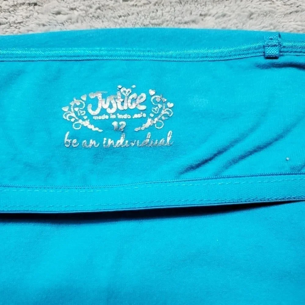Justice Girls Aqua Blue Tank Top Spaghetti Strap Size 12
